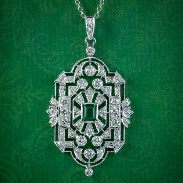 Art deco hot sale emerald necklace