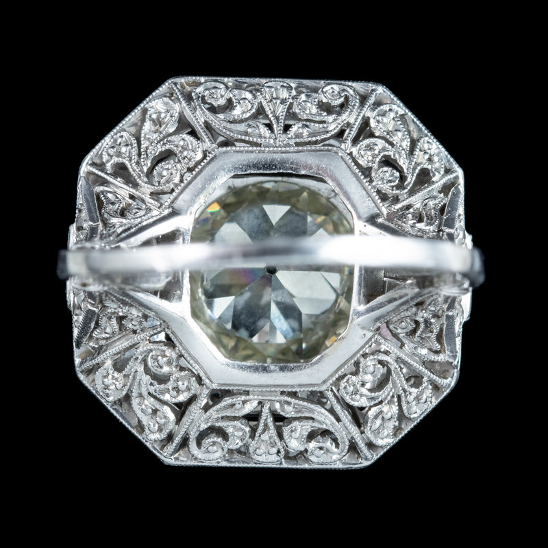 Antique Art Deco Fancy Diamond Cluster Ring 4ct Total 