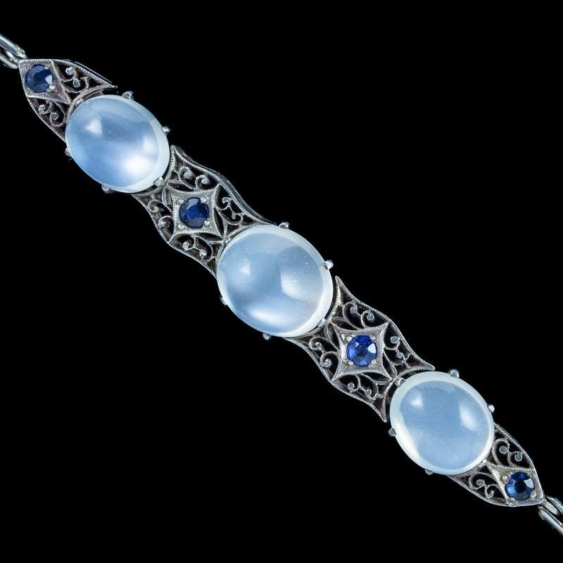 Art Deco Moonstone Sapphire Bracelet | 