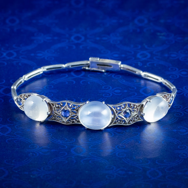 Art Deco Moonstone Sapphire Bracelet | 