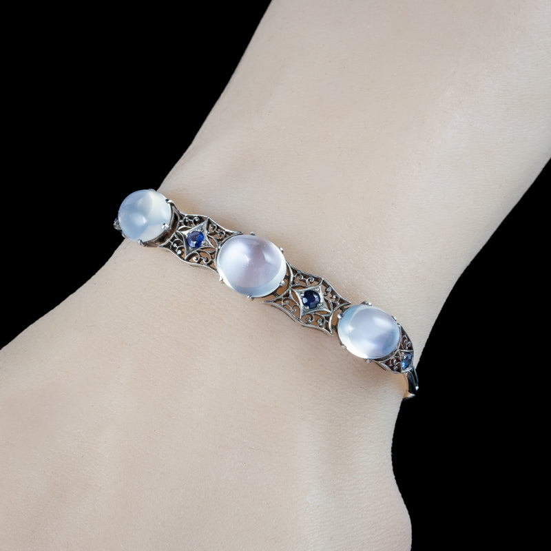 Art Deco Moonstone Sapphire Bracelet | 