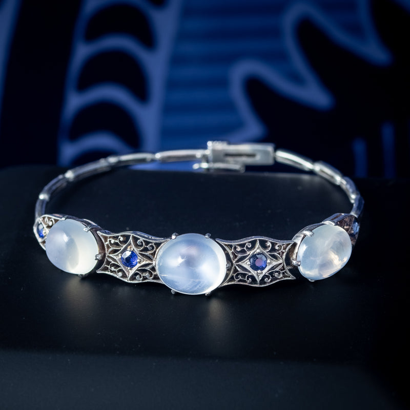 Art Deco Moonstone Sapphire Bracelet | 