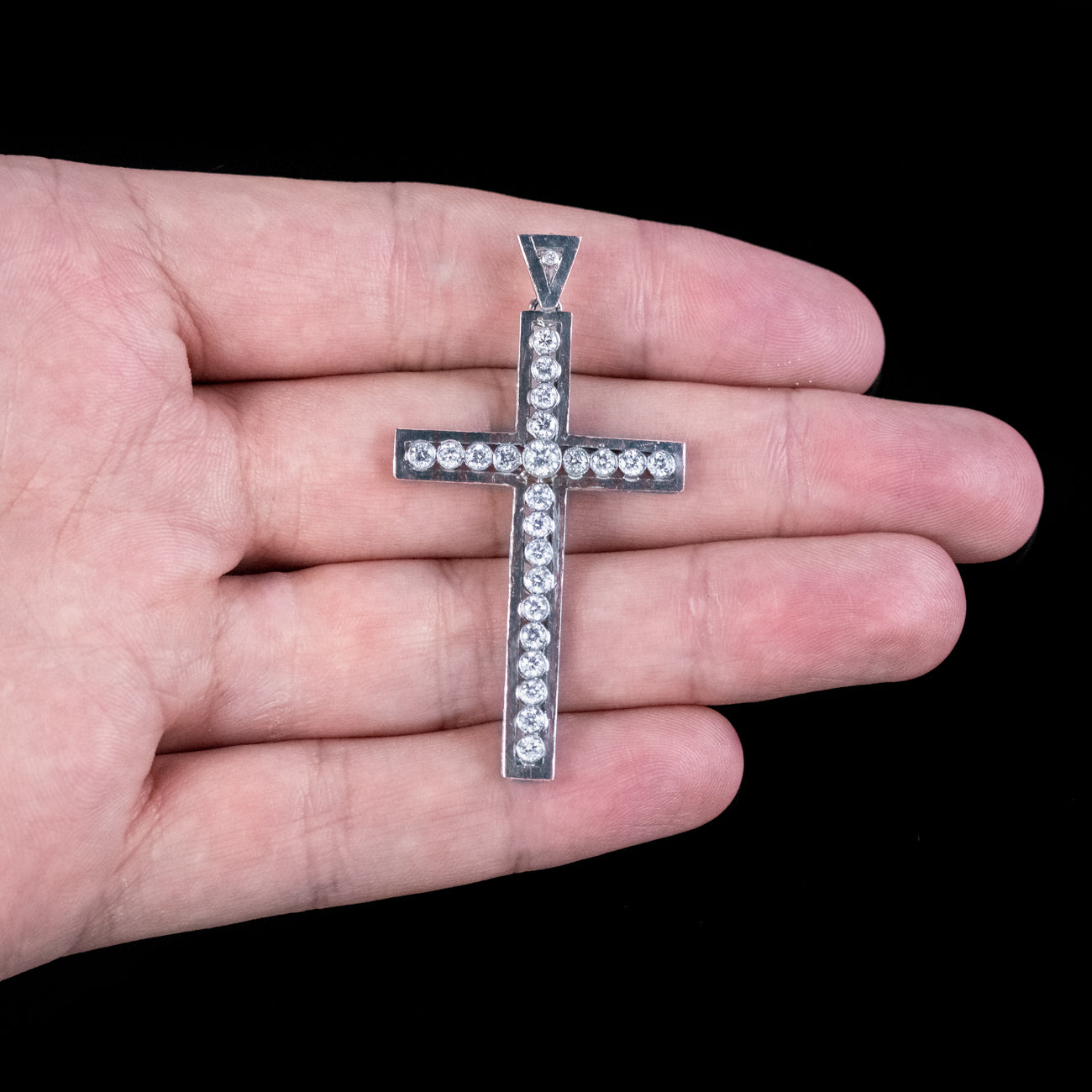 Antique Edwardian Diamond Cross Pendant Platinum 1.2ct Diamond ...