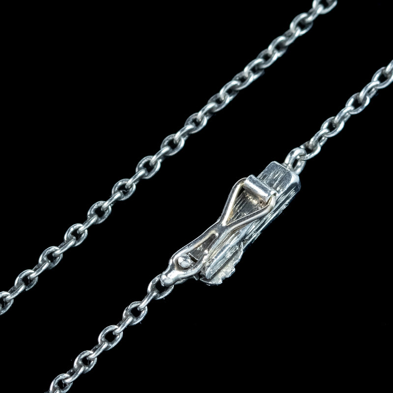 Antique Edwardian Diamond Pendant Necklace Platinum 4ct Of Diamond