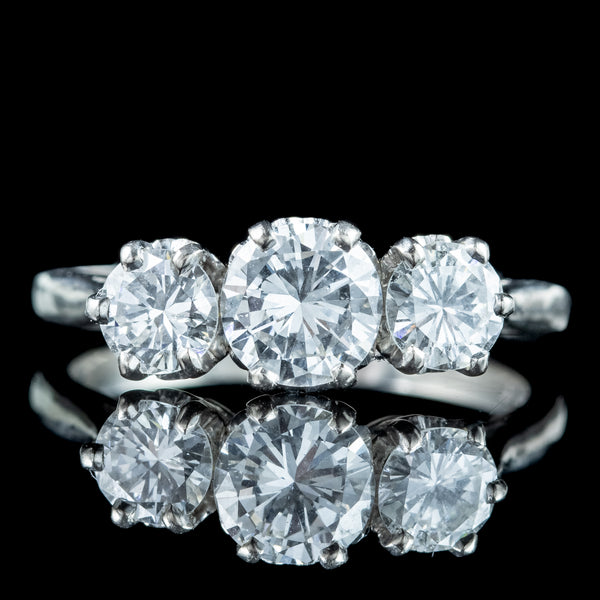 Antique Edwardian Diamond Trilogy Ring 2ct Total