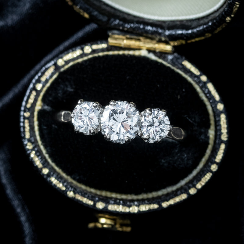 Antique Edwardian Diamond Trilogy Ring 2ct Total