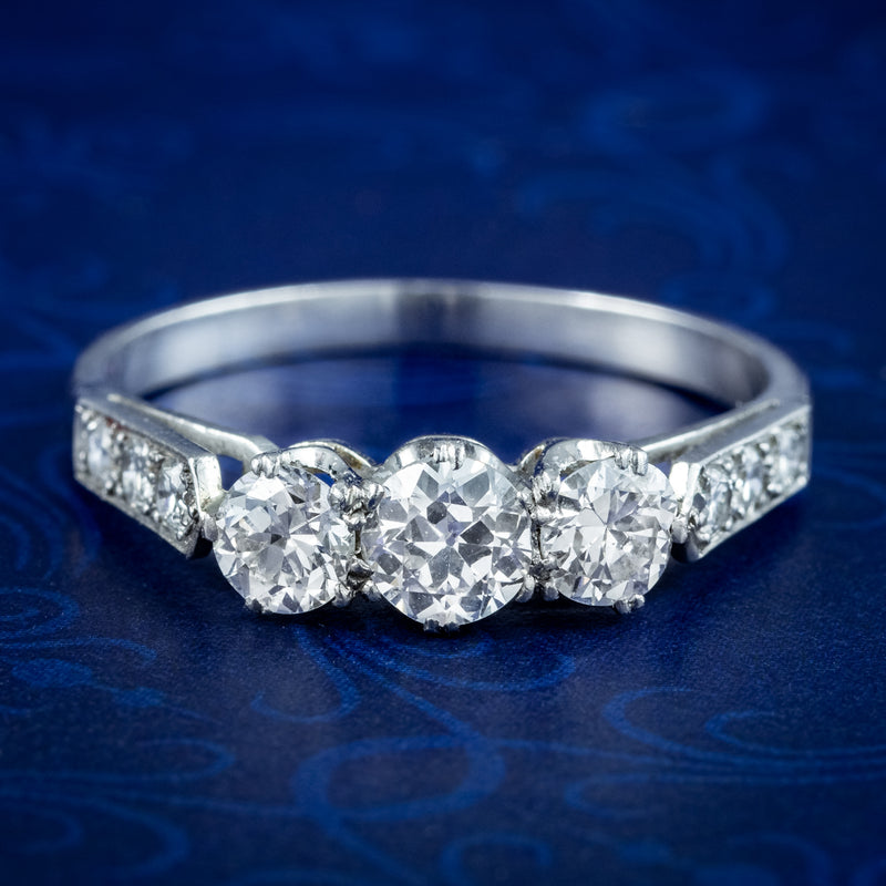 Antique Edwardian Diamond Trilogy Ring 1.5ct Total