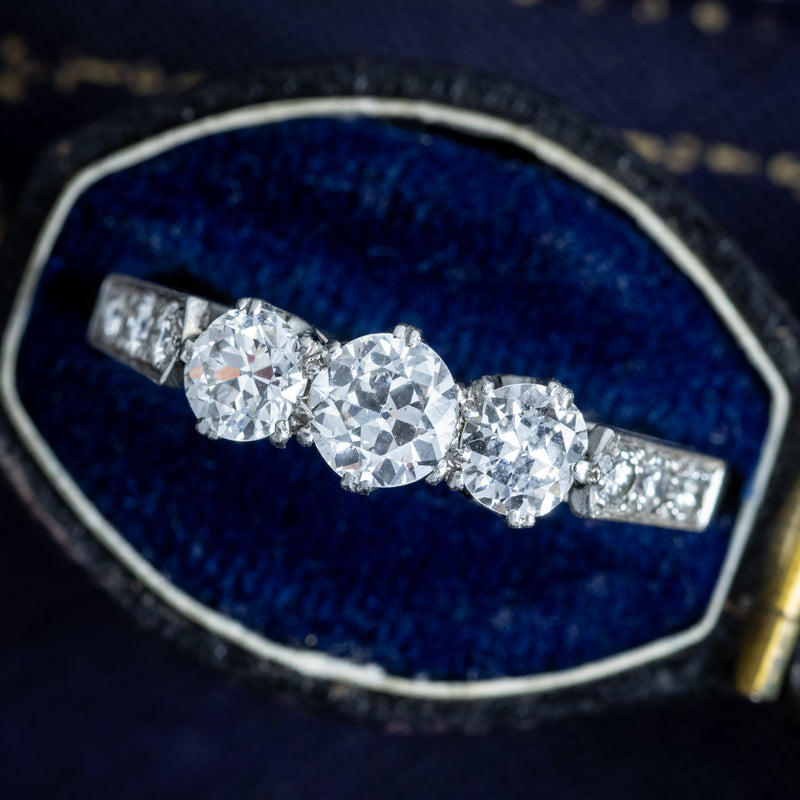 Antique Edwardian Diamond Trilogy Ring 1.5ct Total