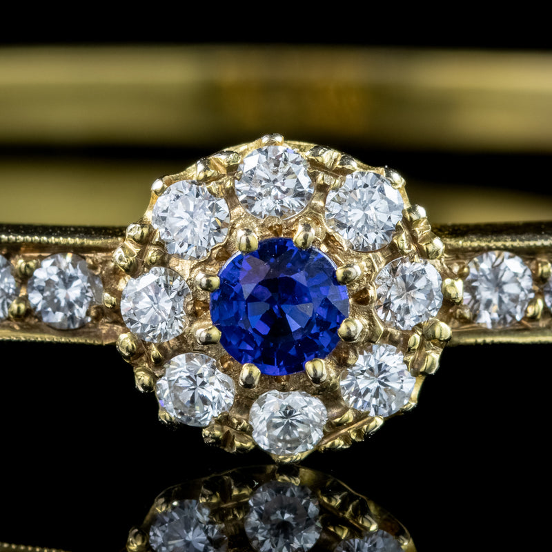 Antique Edwardian Sapphire Diamond Bangle 18ct Gold