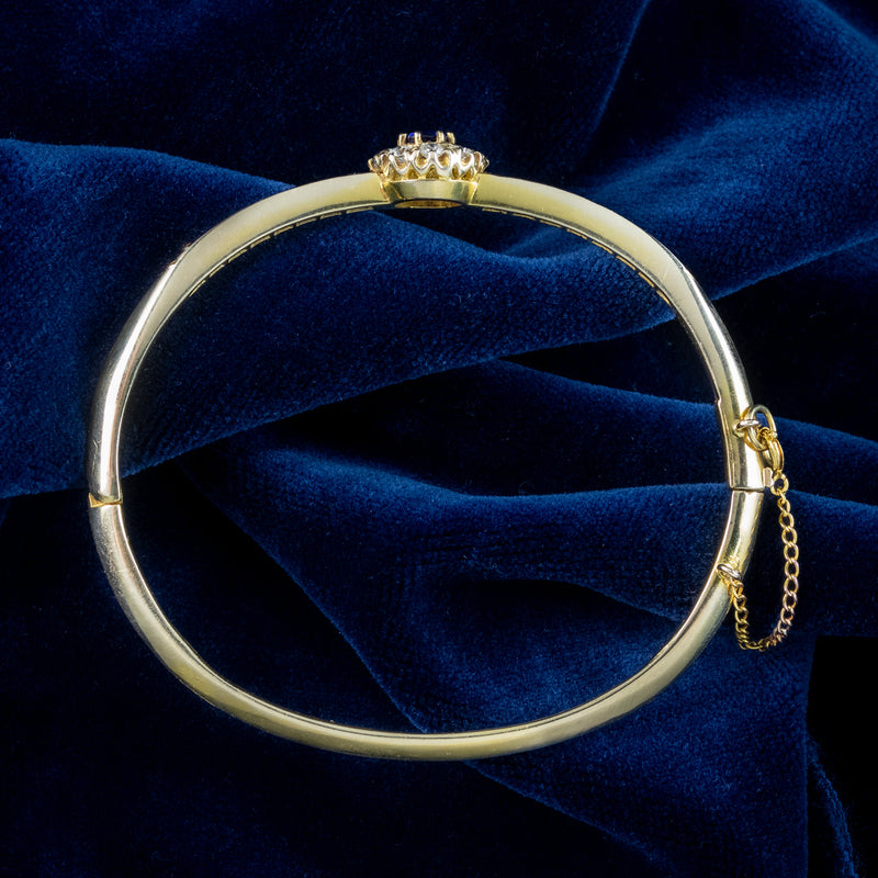 Antique Edwardian Sapphire Diamond Bangle 18ct Gold