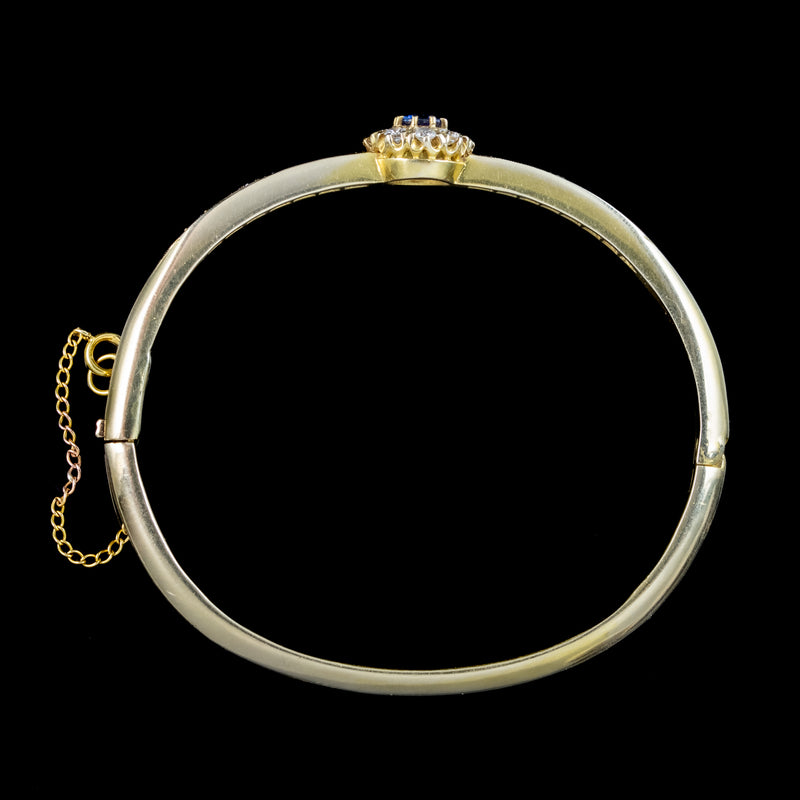 Antique Edwardian Sapphire Diamond Bangle 18ct Gold