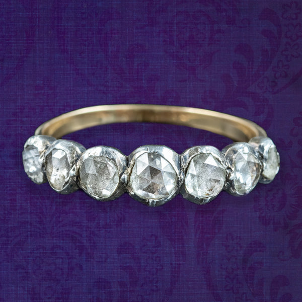 Antique Georgian Diamond Half Eternity Ring 0.85ct Total