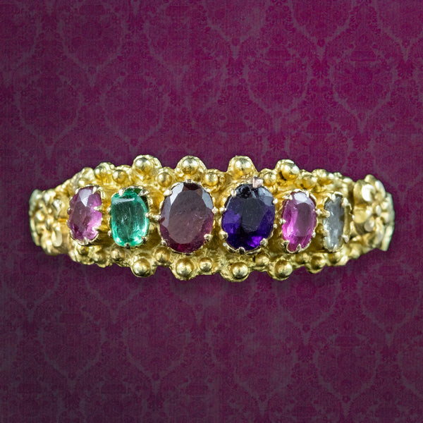 Antique Georgian Gemstone Acrostic Ring Spells Regard