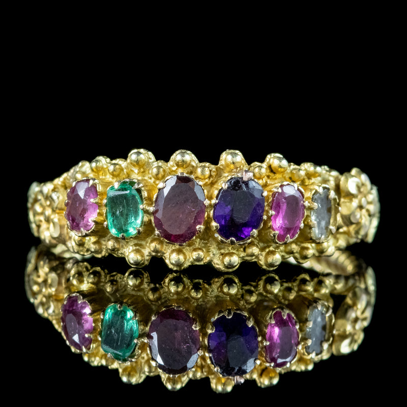 Antique Georgian Gemstone Acrostic Ring Spells Regard