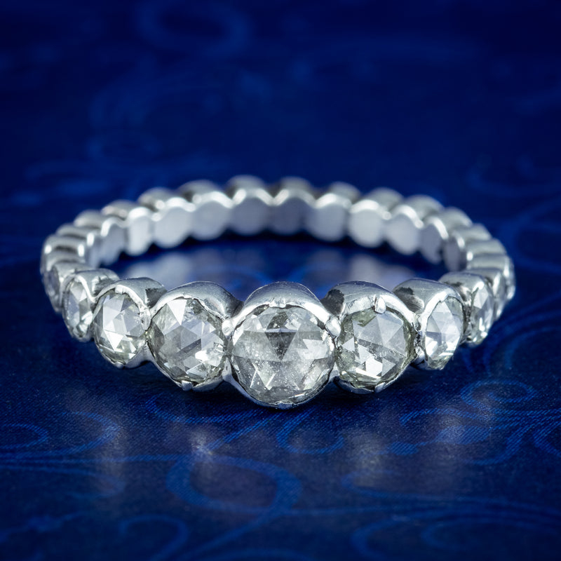 Antique Georgian Rose Cut Diamond Eternity Ring 2.2ct Total