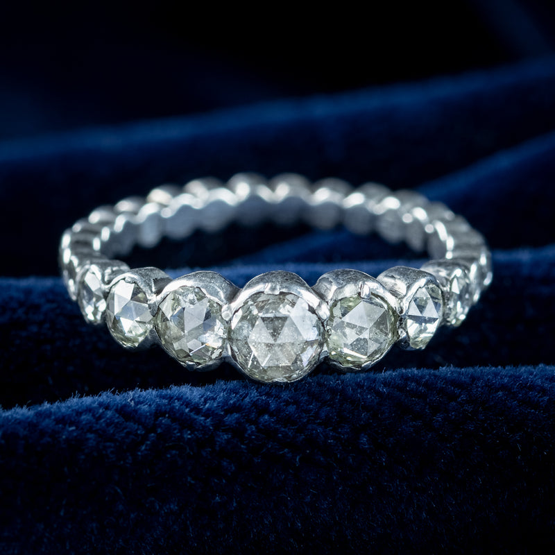 Antique Georgian Rose Cut Diamond Eternity Ring 2.2ct Total