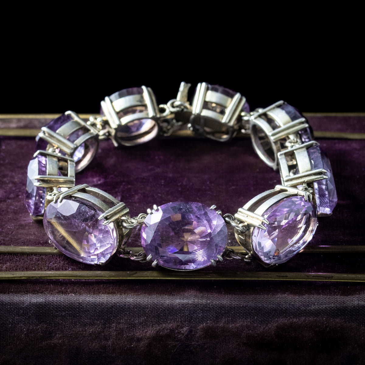 Vintage VTG Purple Stone Silver hot Costume Victorian Bracelet