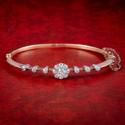 Antique Victorian Diamond Bangle 18ct Gold 1ct Total