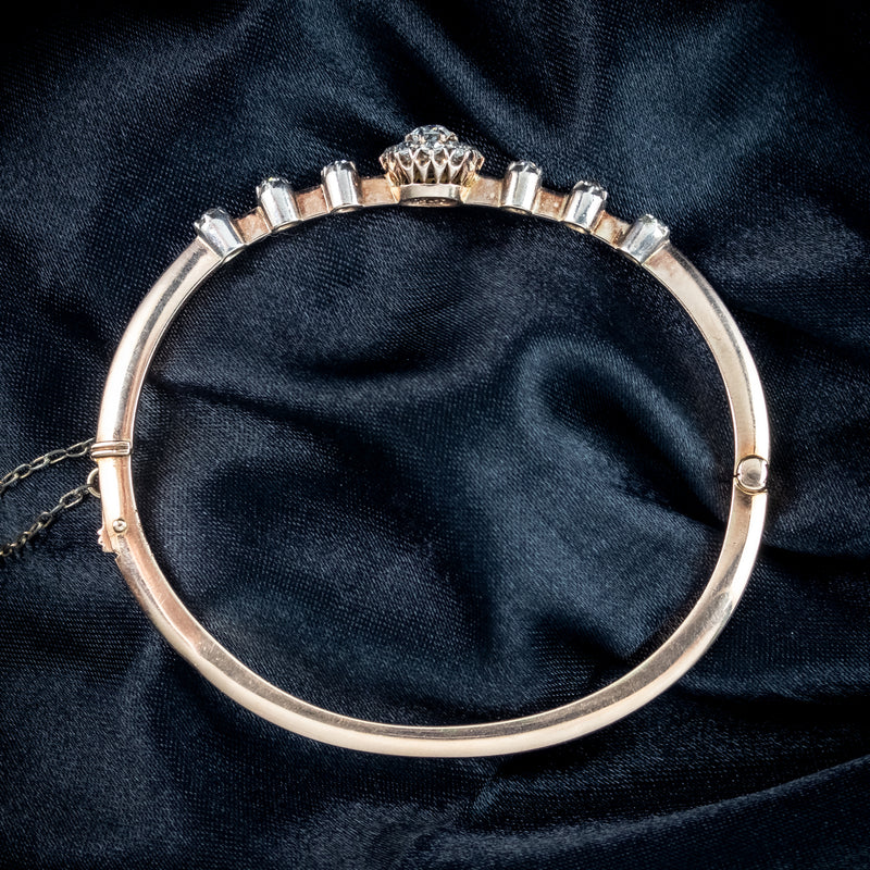 Antique Victorian Diamond Bangle 18ct Gold 1ct Total