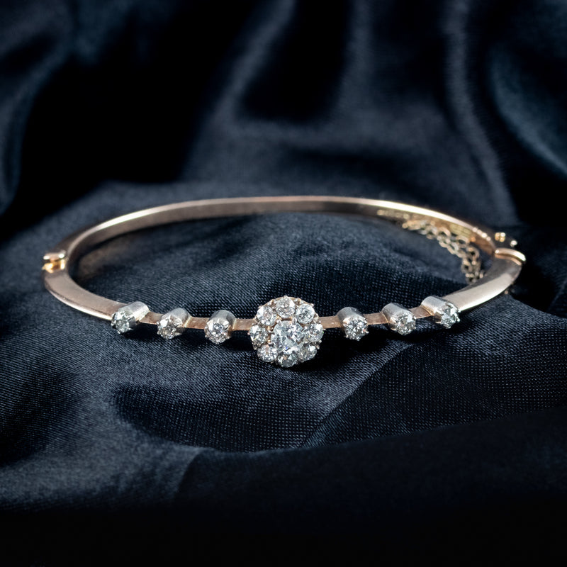 Antique Victorian Diamond Bangle 18ct Gold 1ct Total