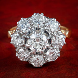 Antique Victorian Diamond Cluster Ring 2.5ct Total