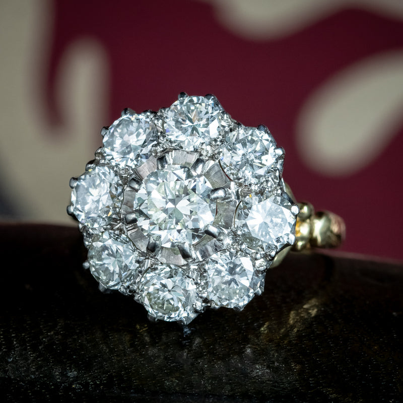 Antique Victorian Diamond Cluster Ring 2.5ct Total