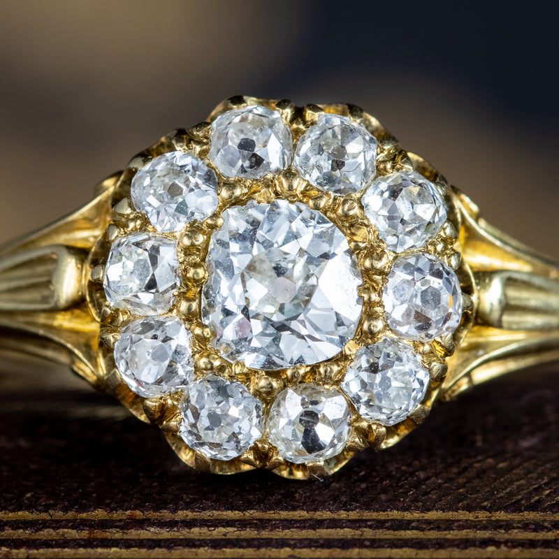 Antique Victorian Diamond Cluster Ring 1.7ct Total