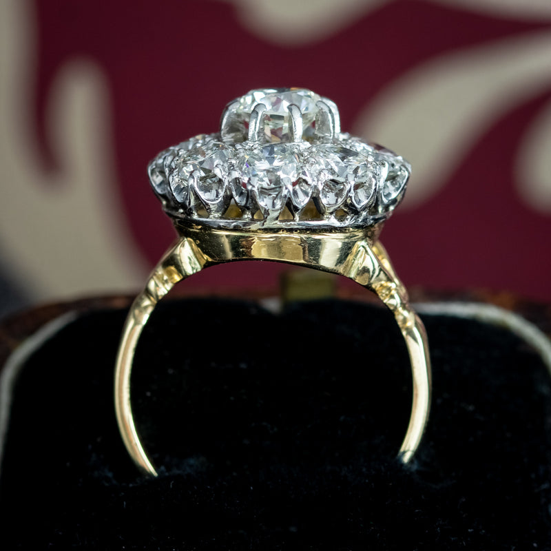 Antique Victorian Diamond Cluster Ring 2.5ct Total