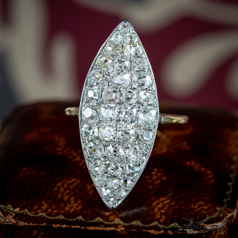 Antique Victorian Diamond Navette Cluster Ring 2.5ct Total