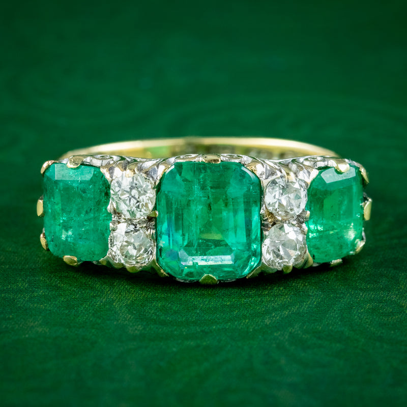 Antique Emerald and Diamond ring - Helen Badge Jewellery