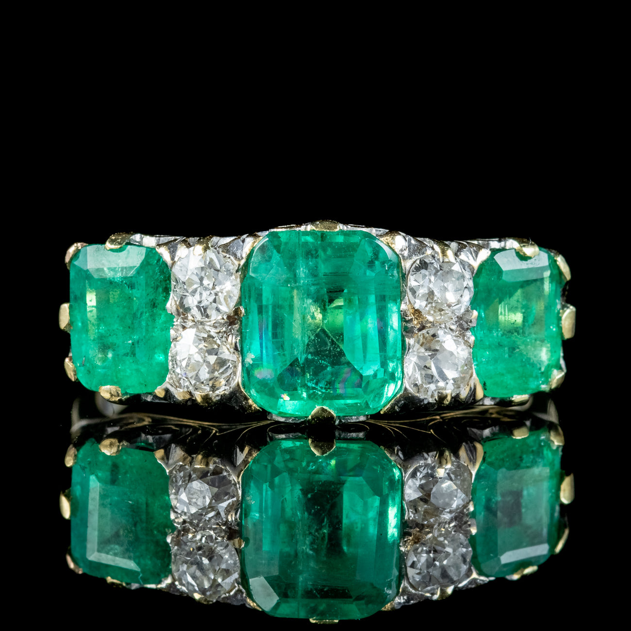 Antique Victorian Emerald Diamond Ring 3.07ct Emerald Dated 1900 With ...