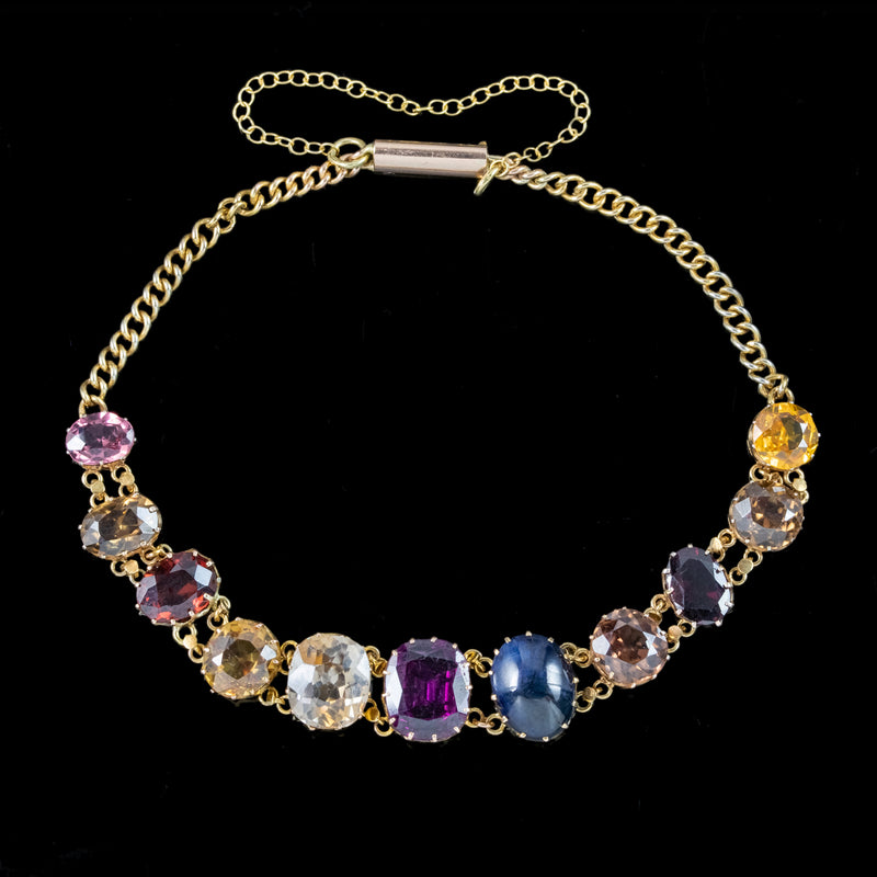 Antique Victorian Gemstone Harlequin Bracelet 15ct Gold