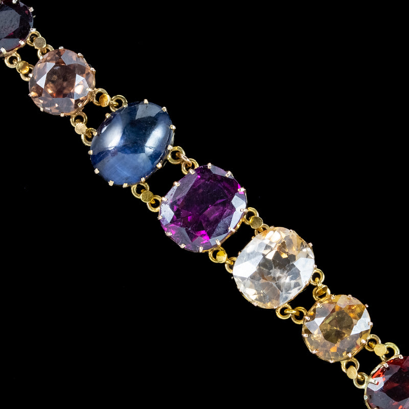 Antique Victorian Gemstone Harlequin Bracelet 15ct Gold