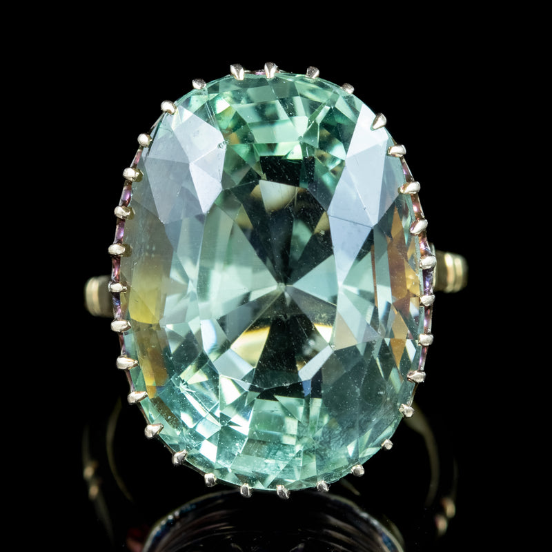 Antique Victorian Green Aquamarine Ring 17ct Aqua 