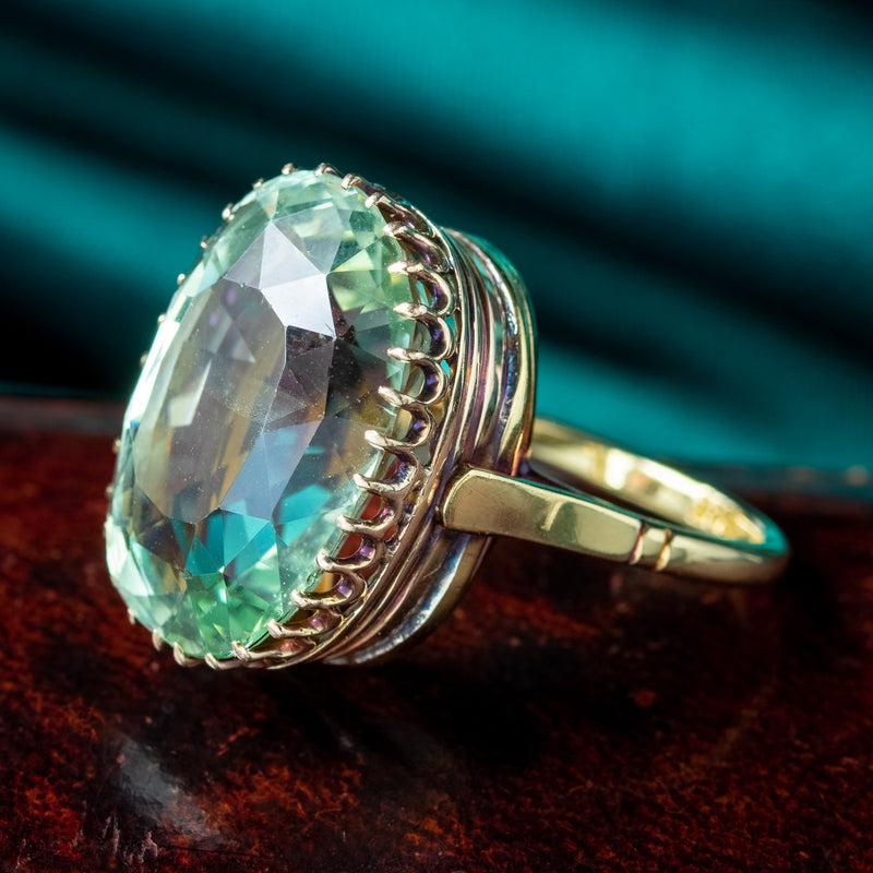 Antique Victorian Green Aquamarine Ring 17ct Aqua 