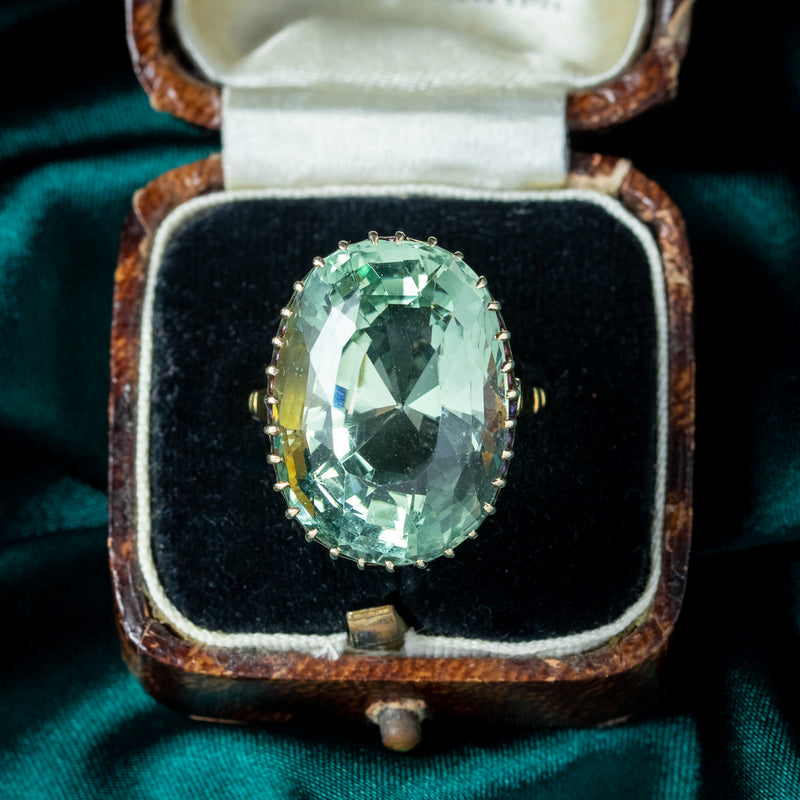 Antique Victorian Green Aquamarine Ring 17ct Aqua 