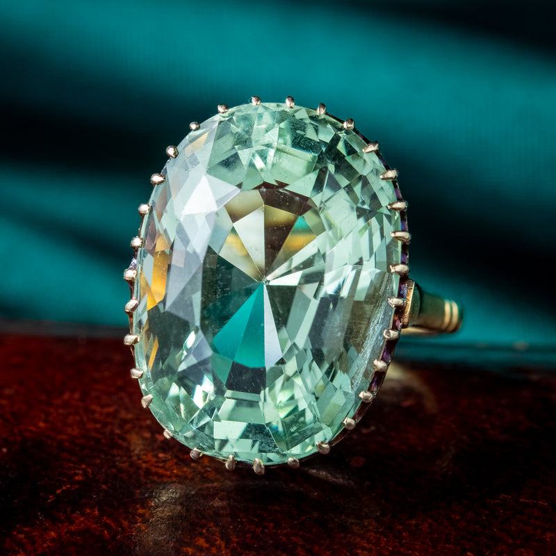 Antique Victorian Green Aquamarine Ring 17ct Aqua 