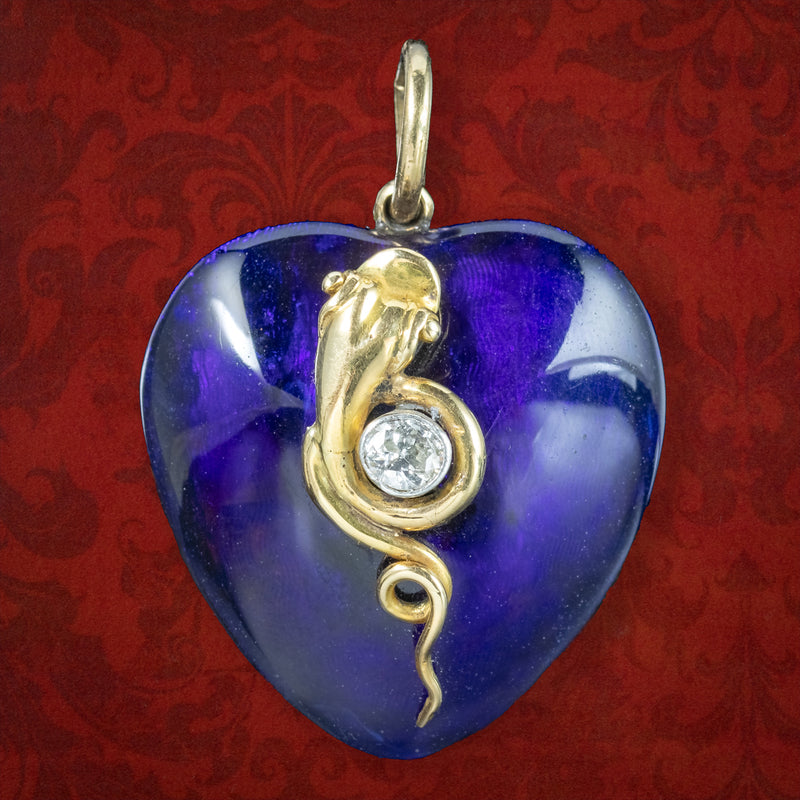 Mini Blue Enamel Heart Necklace – Stakora