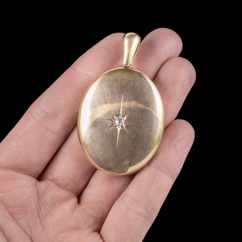 Antique Victorian Large Diamond Locket 15ct Gold