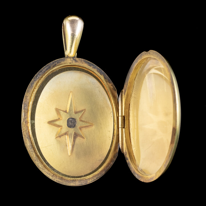 Antique Victorian Large Diamond Locket 15ct Gold