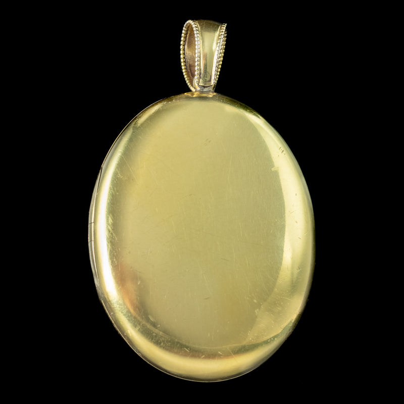 Antique Victorian Pearl Enamel Locket 18ct Gold With Box