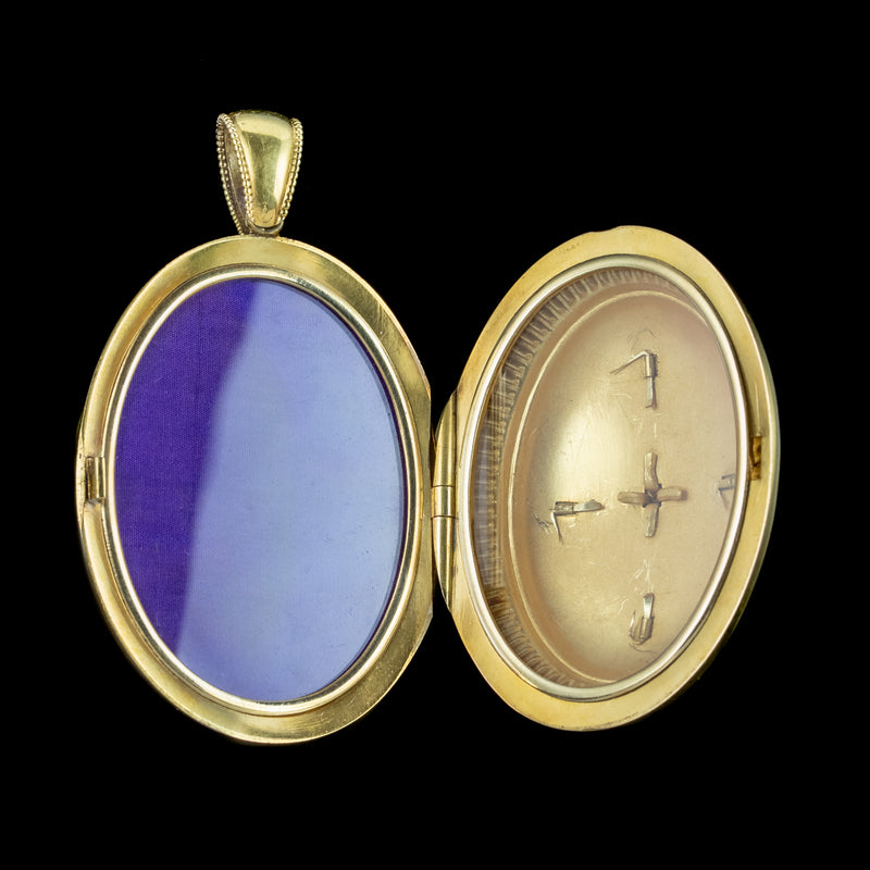 Antique Victorian Pearl Enamel Locket 18ct Gold With Box