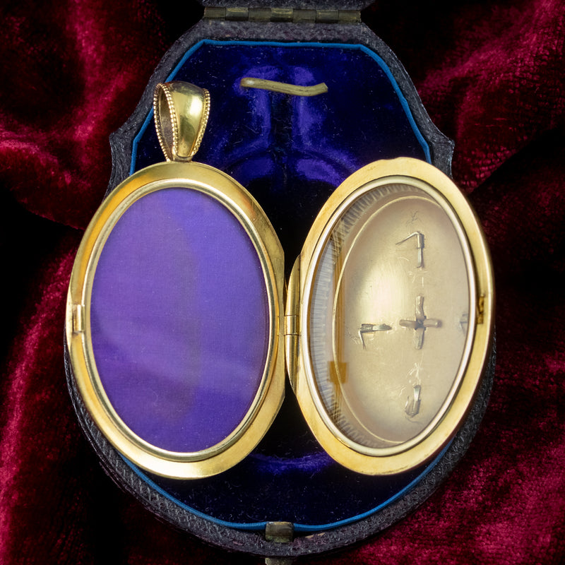 Antique Victorian Pearl Enamel Locket 18ct Gold With Box