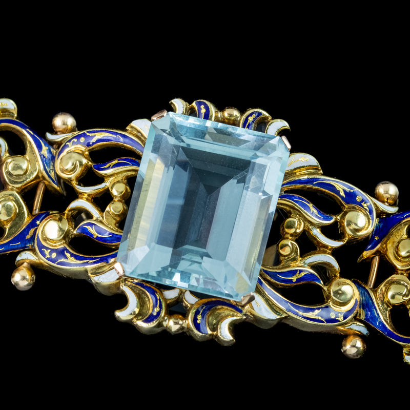 Antique Victorian Renaissance Aquamarine Topaz Bracelet 18ct Gold