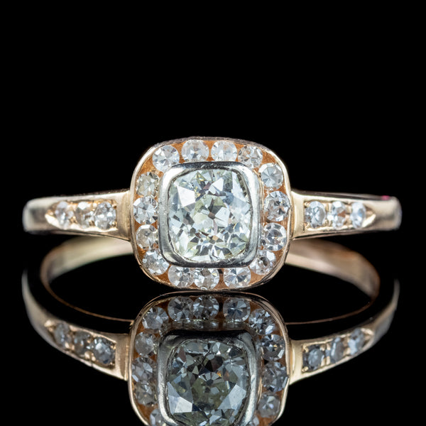Antique Victorian Diamond Cluster Ring 1ct Total
