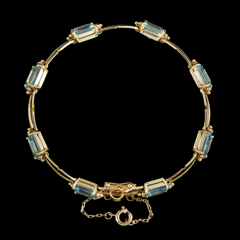 Art Deco Aquamarine Bracelet 15ct Gold 12ct Total