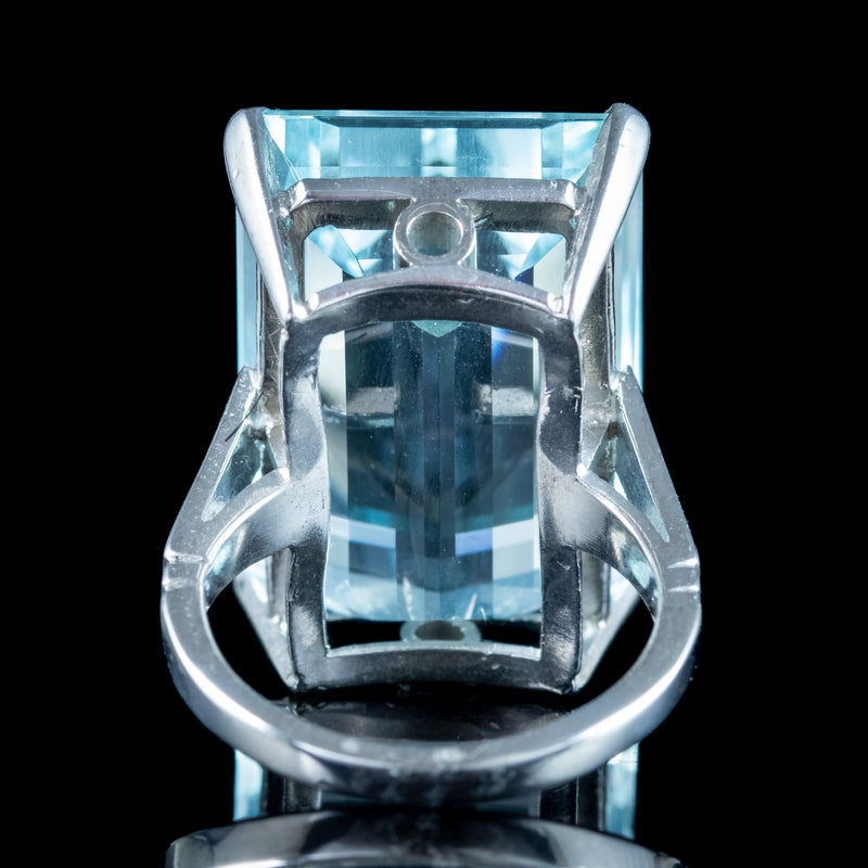 Art Deco Aquamarine Cocktail Ring 28.45ct Aqua