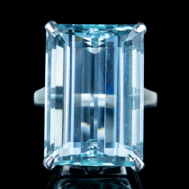 Art Deco Aquamarine Cocktail Ring 28.45ct Aqua