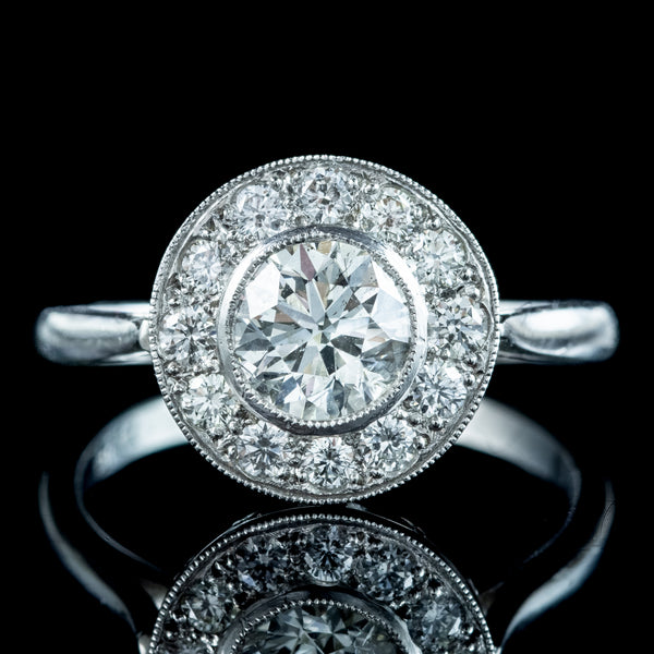 Art Deco Diamond Cluster Ring 1.5ct Total 