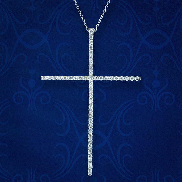 Art Deco Diamond Cross Pendant Necklace 18ct Gold